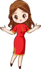 beautiful chinese woman character in traditional style dress