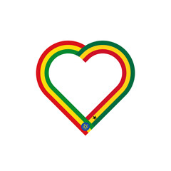 friendship concept. heart ribbon icon of ethiopia and ghana flags. vector illustration isolated on white background