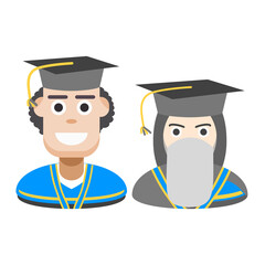 Graduation Man and Women Character Face