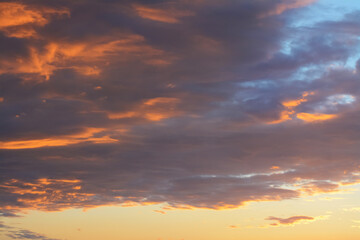 Picturesque view of beautiful sky with clouds at sunset