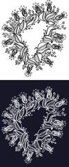 Ornaments. Monochrome. Patterns in black and white. Stylized floral ornament.