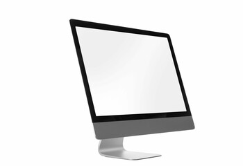 Modern computer monitor with blank screen isolated on white