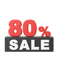 3D eighty percent sale. 80% sale. Sale banner decoration.