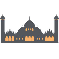 Mosque Dark Black Color With Orange Window Light