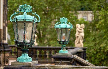 Green lamps of Zwinger complex, Dresden