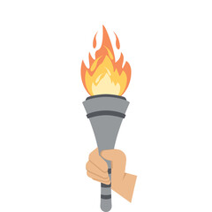 Torch Light Holding By One Right Hand Fire fiery flame bright fireball flames Torchlight Red