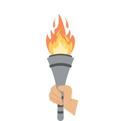 Torch Light Holding By One Right Hand Fire fiery flame bright fireball flames Torchlight Red