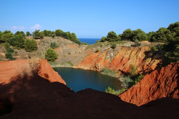 Italy, Salento: Small bauxite lake near Otranto.