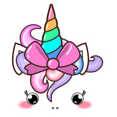 Kawaii cute unicorn horn, funny colorful  cartoon.