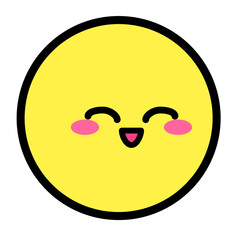 Flat kawaii emoji face. Cute funny cartoon character. Simple line art expressions web icon. Emoticon sticker. Vector graphic illustration.