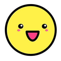 Flat kawaii emoji face. Cute funny cartoon character. Simple line art expressions web icon. Emoticon sticker. Vector graphic illustration.