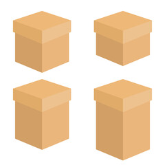 Realistic set of cardboard boxes. cardboard boxes template. Isolated on a transparent background. Vector illustration. Can be used for food, medicine, cosmetics, 3d. Ready for your design
