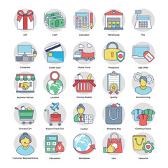 Flat Vector Set Of Shopping And Commerce
