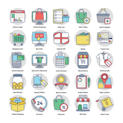 Circular Vectors Set of Shopping And Commerce

