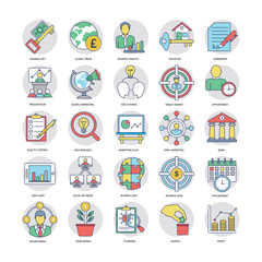 A Set Of Flat Business Icons 

