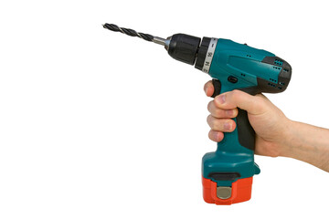 Hand holding cordless drill