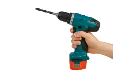 Hand holding cordless drill