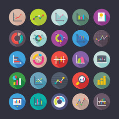 Fototapeta premium Reports And Charts Flat Vector Icons