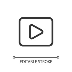 Video pixel perfect linear ui icon. Moving visual media. Record and play. Multimedia player. GUI, UX design. Outline isolated user interface element for app and web. Editable stroke. Arial font used