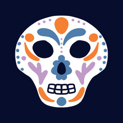 Dia de muertos. The day of the Dead. Skull with ornaments for the day of the dead. Vector illustration.