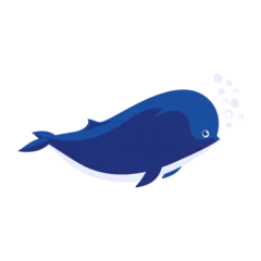 Schilderijen op glas Bleuga Whale Swimming Concept vector color icon design, Deep sea creature symbol, Aquatic Elements Sign, Underwater animal stock illustration © shmai