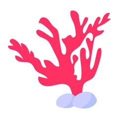 Eisenia arborea with sea stones Concept, Red Seaweed vector color icon design, Deep sea creature symbol, Aquatic Elements Sign, Underwater animal stock illustration