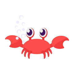 Red Crab with bubble Concept, seafood vector color icon design, Deep sea creature symbol, Aquatic Elements Sign, Underwater animal stock illustration