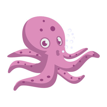 Purple Octopus Concept, Floating in water vector color icon design, Deep sea creature symbol, Aquatic Elements Sign, Underwater animal stock illustration