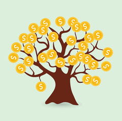 Money tree illustration, for financial investing theme and economic issue