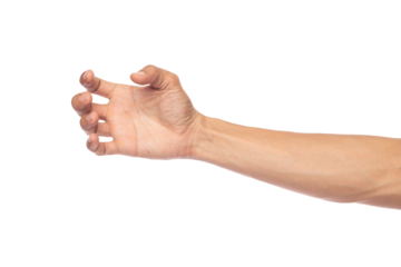 Man hand holding bottle or smartphone isolated on white background.with clipping path