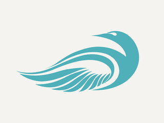 Bird logo. Wings, freedom concept. Beautiful symbolic animal silhouette isolated on light background. Elegant, decorative style graphic illustration. Emblem icon.