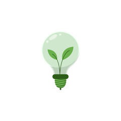 Eco energy. The bulb is green. Vector graphics