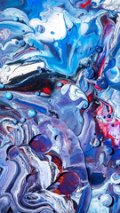 Blue Acrylic Pour Color Liquid marble abstract surfaces Design.