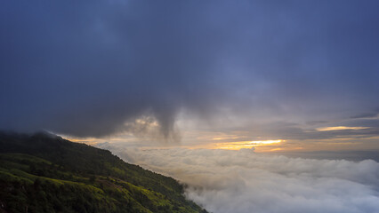 Sea of fog at Phu Thap Boek high mountain in Phetchabun Province, Thailand.