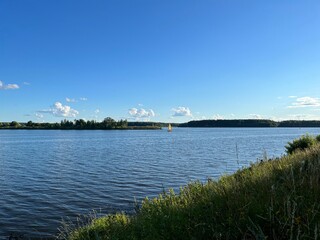 sailboat on the river, summer, sunny day