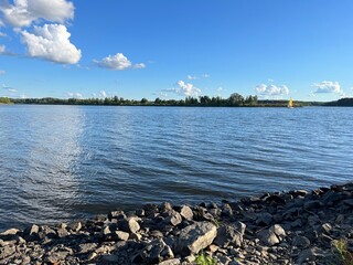 sailboat on the river, summer, sunny day