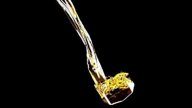 Beer is being poured super slow motion 1000 FPS 4k