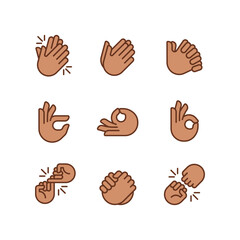 Gestures and communication pixel perfect RGB color icons set. Non verbal signals. Body expression. Isolated vector illustrations. Simple filled line drawings collection. Editable stroke