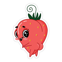 emoji red confused playful strawberry with big buttocks and a perfect figure