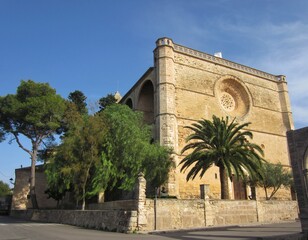 Fototapeta na wymiar The church of Sant Pere in Petra is one of the biggest churches in Mallorca, Spain