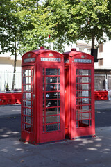 The famous red telephone boxbooths in London