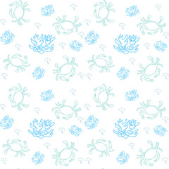 pattern with crab and coral PNG transparent background