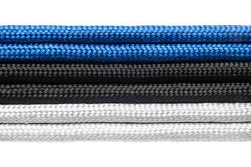 Cords arranged into the national flag of Estonia