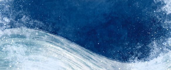Fototapeta 和風の背景 水彩風 日本画 荒波 ネイビー obraz