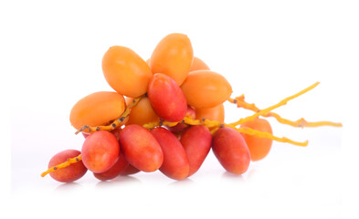 fresh Palm dates on the white background.