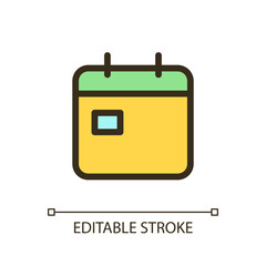 Calendar pixel perfect RGB color ui icon. Planner and organizer. Simple filled line element. GUI, UX design for mobile app. Vector isolated pictogram. Editable stroke. Arial font used