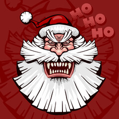 Bad Santa head. Hand drawn vector illustration