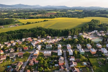 Foto op Plexiglas Houses and fields in Terlicko village, Czech Republic © Fotokon