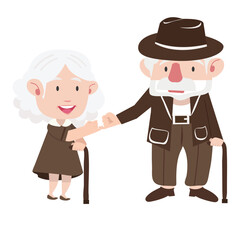 elderly couple  promise flat design