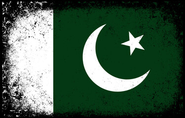 old dirty grunge vintage pakistan national flag illustration - obrazy, fototapety, plakaty